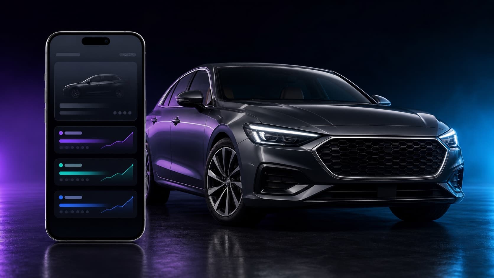 Car and phone dashboard for vehicle price comparison