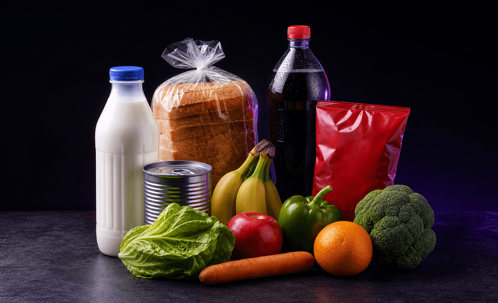 Grocery basket and product items for price comparison